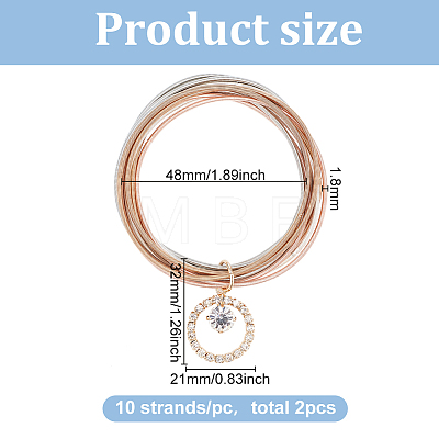 2Pcs Iron Stretch Chains Multi-strand Bracelets Set BJEW-BC0001-25-1
