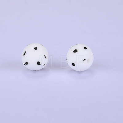 Printed Round Silicone Focal Beads SI-JX0056A-197-1