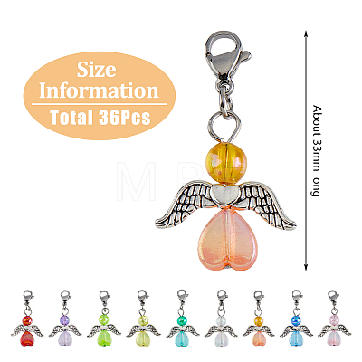 36Pcs 9 Colors Transparent Acrylic Angel Charm Decorations HJEW-AB00668-1