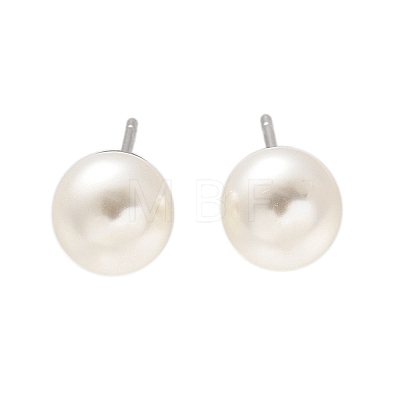 Brass ABS Imitation Pearl Stud Earrings EJEW-B132-01B-P-1