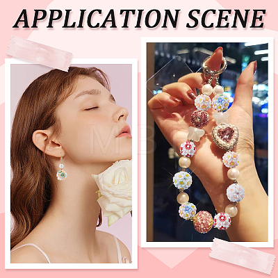 20Pcs 5 Colors Luminous Polymer Clay Rhinestone Flower Beads RESI-SC0005-56-1