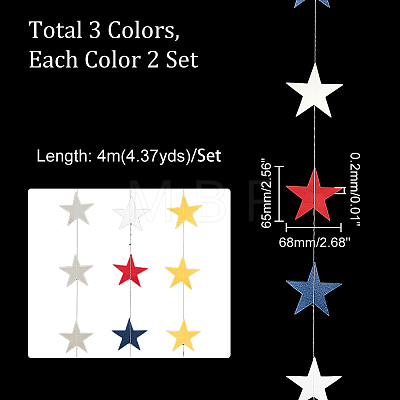 AHADEMAKER 6 Bags 3 Colors Glitter Paper Star Garland Banner Decoration AJEW-GA0004-82-1