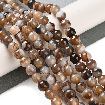 Natural Striped Agate/Banded Agate Beads Strands G-Z060-A01-A14-1