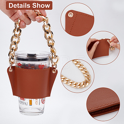 PU Leather Heat Resistant Reusable Cup Sleeve AJEW-WH0326-39A-1