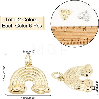 SUPERFINDINGS 12Pcs 2 Colors Rack Plating Brass Pendants FIND-FH0004-03-1