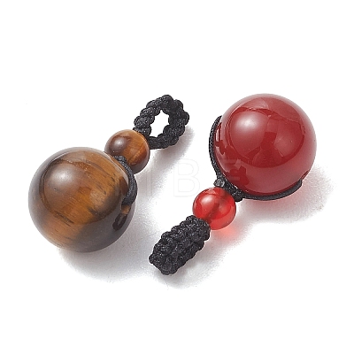 4Pcs 4 Colors Natural Carnelian & Amethyst & Green Aventurine & Tiger Eye Pendants PALLOY-TA00405-1