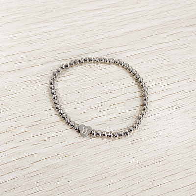 304 Stainless Steel Beads Stretch Bracelets for Women FS-WGC4F34-21-1