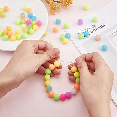 24Pcs 12 Colors Round Luminous Silicone Beads JX328A-01-1