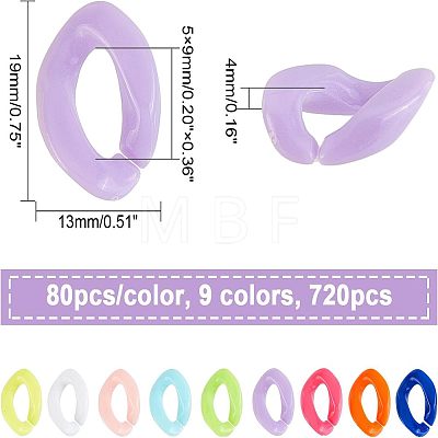 720Pcs 9 Colors Opaque Acrylic Linking Rings SACR-FH0001-07-1