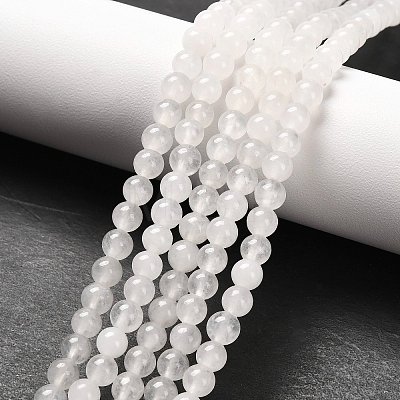 Natural White Jade Round Bead Strands G-E334-4mm-13-1