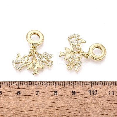 Brass Micro Pave Clear Cubic Zirconia European Dangle Charms KK-N287-33F-G-1