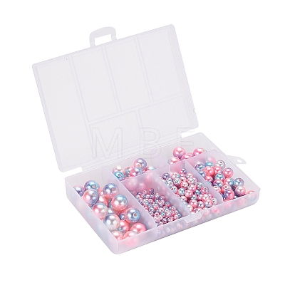 497Pcs 5 Style Rainbow ABS Plastic Imitation Pearl Beads OACR-YW0001-07A-1