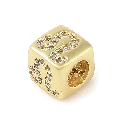 Brass Micro Pave Clear Cubic Zirconia European Beads LS-KK-K368-01G-05-1