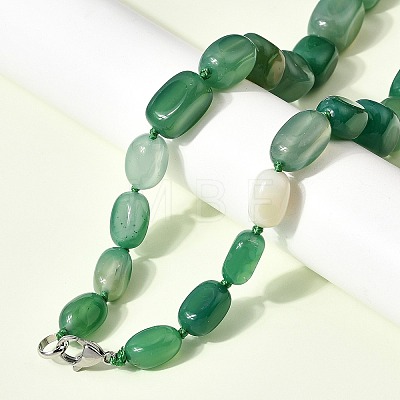 Dyed Natural Agate Cuboid Graduated Beaded Necklaces with Alloy Clasps NJEW-C113-01J-1