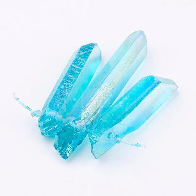Electroplated Natural Quartz Crystal Graduated Beads Strands G-P315-A07-1