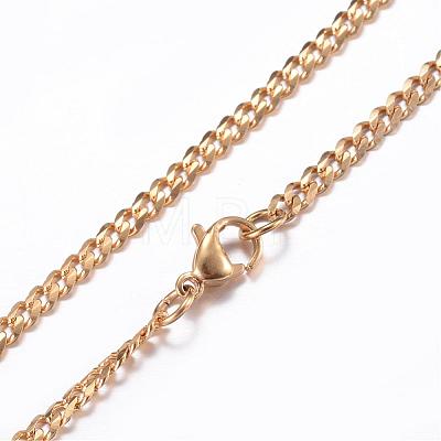 304 Stainless Steel Curb Chain Necklaces NJEW-P147-04G-1