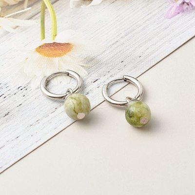 Natural Qinghai Jade Beads Earrings for Girl Women Gift EJEW-JE04607-02-1