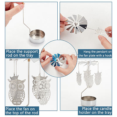 Stainless Steel Spinning Rotary Candle Holder Stand DIY-WH0304-976A-1