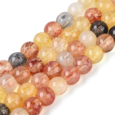 Ombre Effect Dyed Crackle Glass Beads Strands GLAA-Q106-01A-B18-1