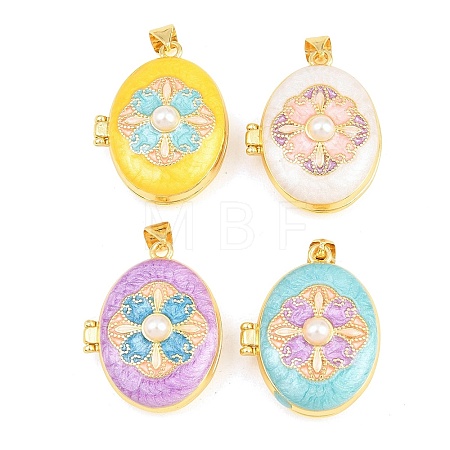 Brass Locket Pendants KK-D232-01G-1