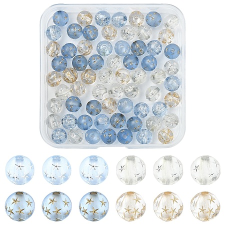 80Pcs 4 Colors Transparent Resin Beads RESI-YW0006-39-1
