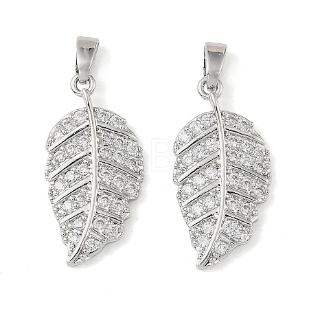 Brass Micro Pave Clear Cubic Zirconia Charms KK-A290-01B-P-1