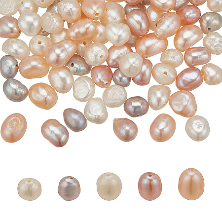 75Pcs 5 Style Natural Cultured Freshwater Pearl Beads PEAR-WR0001-04-1