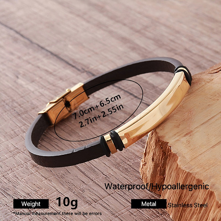 Vintage 304 Stainless Steel Men's Braided PU Leather Bracelets with Metal Clasps TT3196-7-1