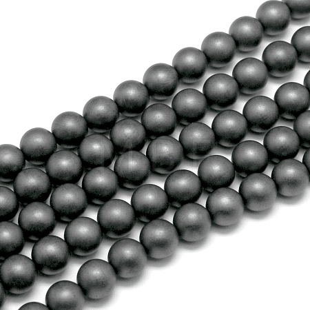 Frosted Non-magnetic Synthetic Hematite Round Bead Strands G-J344-8mm-1
