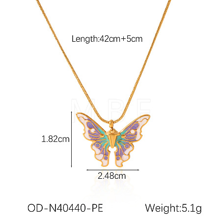 304 Stainless Steel Enamel Pendant Necklaces FS-WG8DC4E-01-1