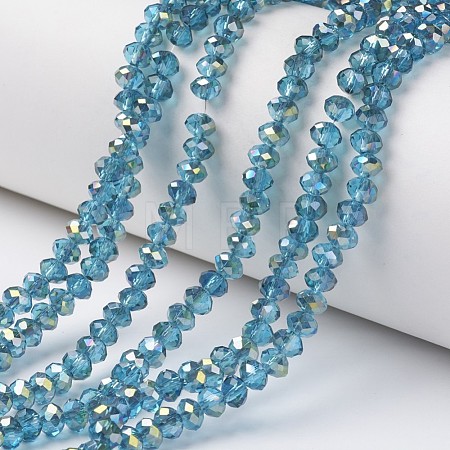 Electroplate Transparent Glass Beads Strands X-EGLA-A034-T8mm-S18-1