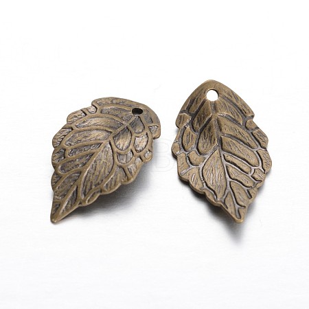 Leaf Brass Pendants KK-F371-49AB-1