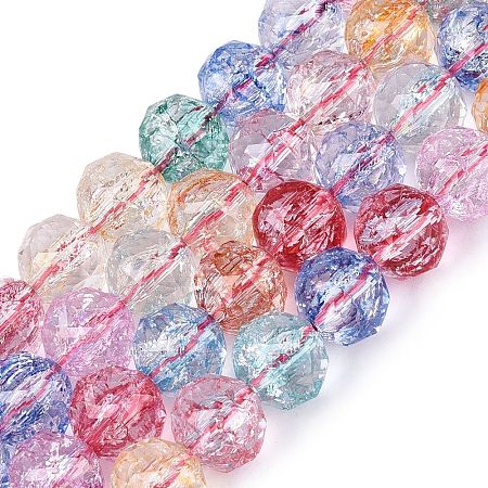 Crackle Transparent Glass Beads Strands GLAA-N063-10mm-01-1