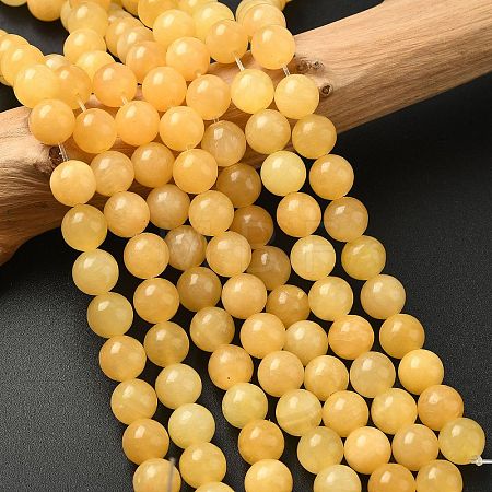 Natural Yellow Jade Bead Strands G-K121-02-8mm-1