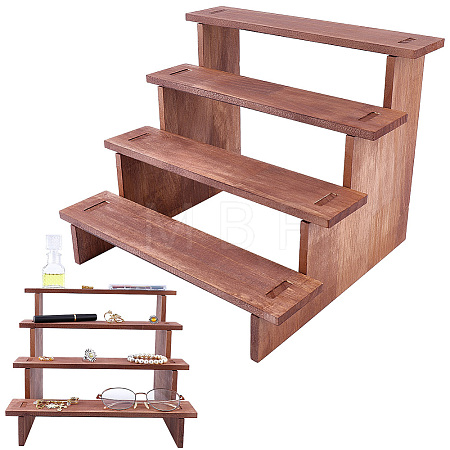 4-Tier Wood Action Figure Storage Display Risers ODIS-WH0038-306B-1