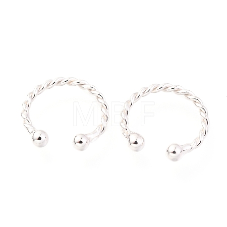Rhodium Plated 925 Sterling Silver Cuff Earrings EJEW-H124-10P-1