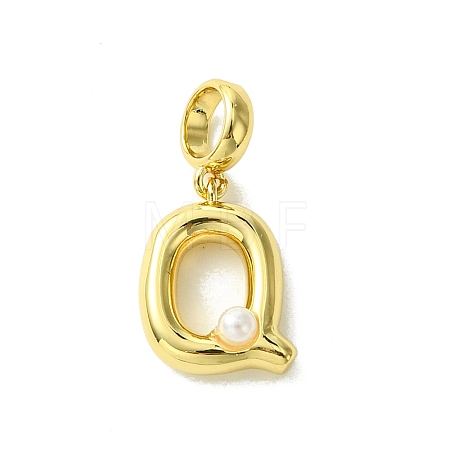 Rack Plating Brass with ABS Plastic Pearl European Dangle Charms KK-G501-02Q-G-1