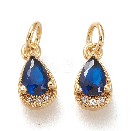 Brass Micro Pave Clear Cubic Zirconia Charms KK-F820-15B-G-1
