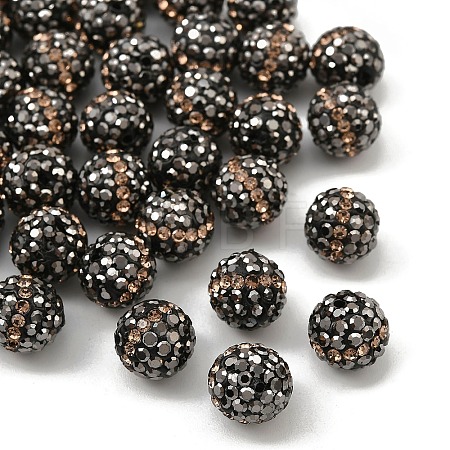 Round Grade A Rhinestone Clay Pave Beads RB-O027-02-1