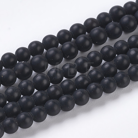 Natural Black Agate Beads Strands G-D543-3mm-1