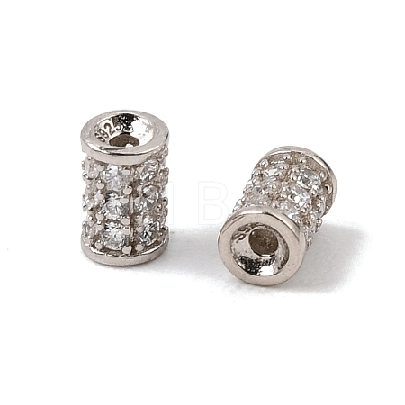 925 Sterling Silver Micro Pave Clear Cubic Zirconia Beads SE-CBAF1B2-13B-P-1