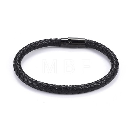 Man's Braided Leather Cord Bracelets BJEW-JB04255-01-1