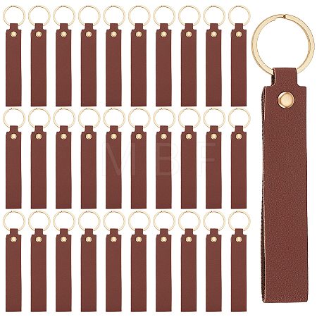 30Pcs Rectangle PU Leather Keychains HJEW-PH0002-11-1