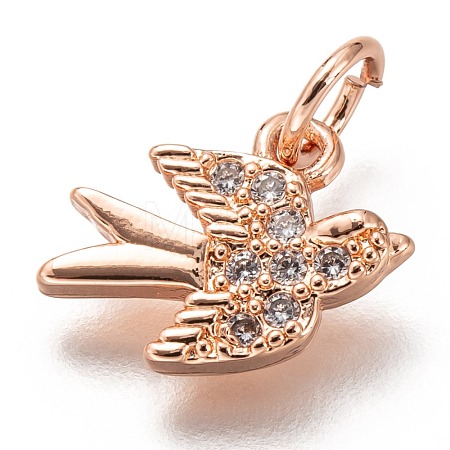Brass Micro Pave Clear Cubic Zirconia Charms ZIRC-C020-48RG-1