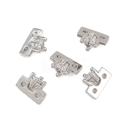 Brass Pave Clear Cubic Zirconia Spacer Bars KK-H538-09P-1
