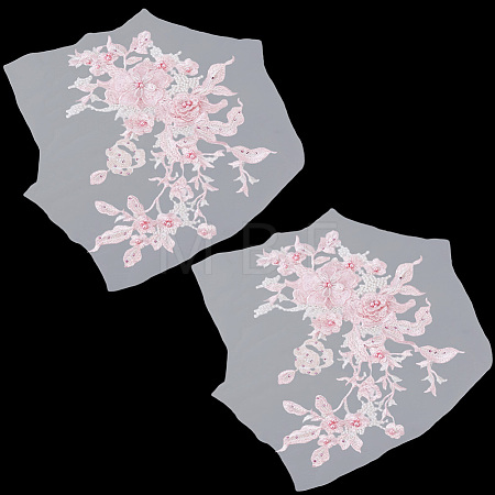 2Pcs 3D Flower Beading Polyster Embroidery Ornaments Accessories DIY-CY0003-64B-1
