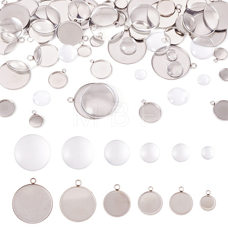 DIY Blank Dome 304 Stainless Steel Pendant Making Kits DIY-TA0011-82-1