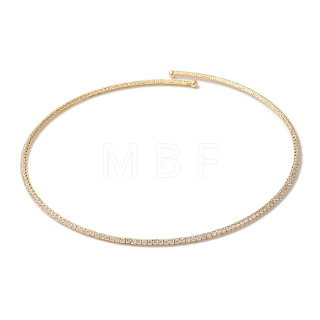 Rack Plating Brass Cubic Zirconia Elasticity Necklaces NJEW-S425-02G-1
