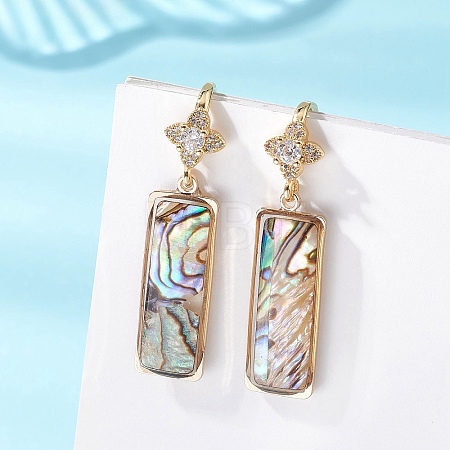 Brass Micro Pave Clear Cubic Zirconia Dangle Earrings EJEW-JE06949-1