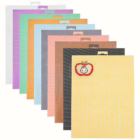 10Pcs 10 Colors PE Plastic Mesh Canvas Sheet DIY-NB0016-07-1